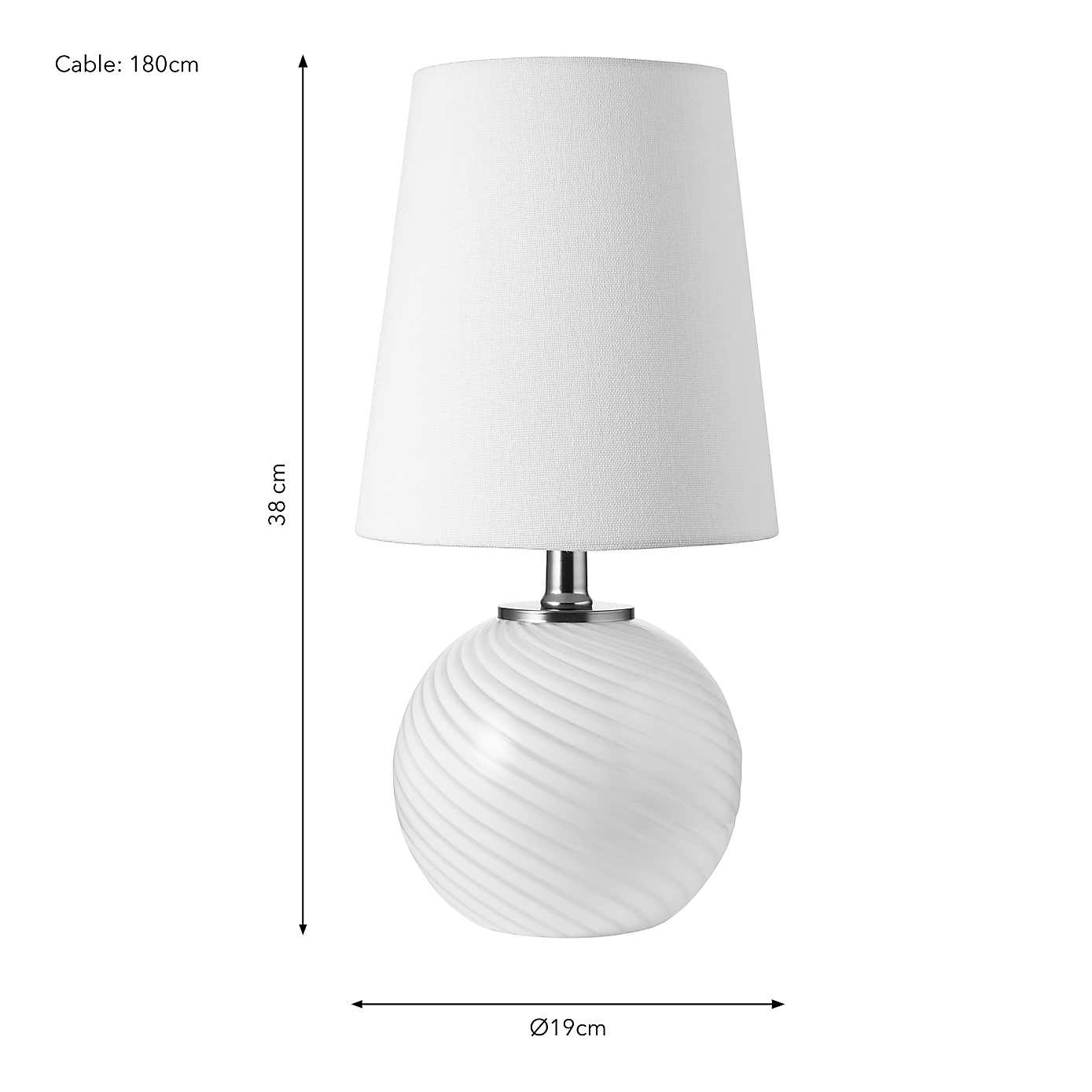 Candy Stripe Ribbed Glass Table Lamp
