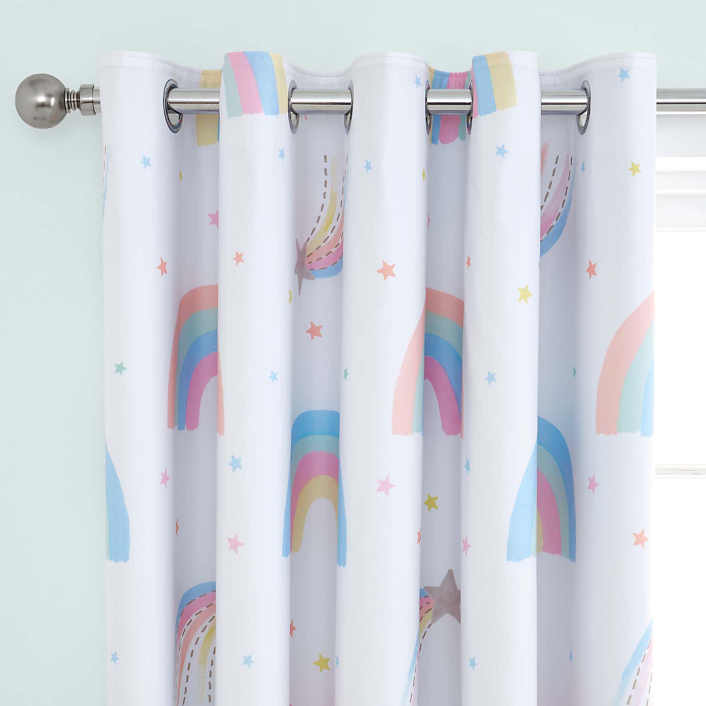 Watercolour Rainbow Blackout Eyelet Curtains