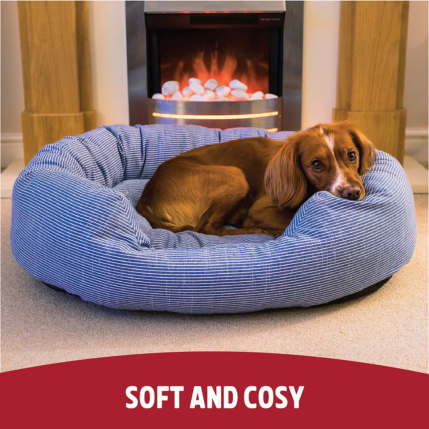 Rosewood Blue Sky Striped Pet Bed