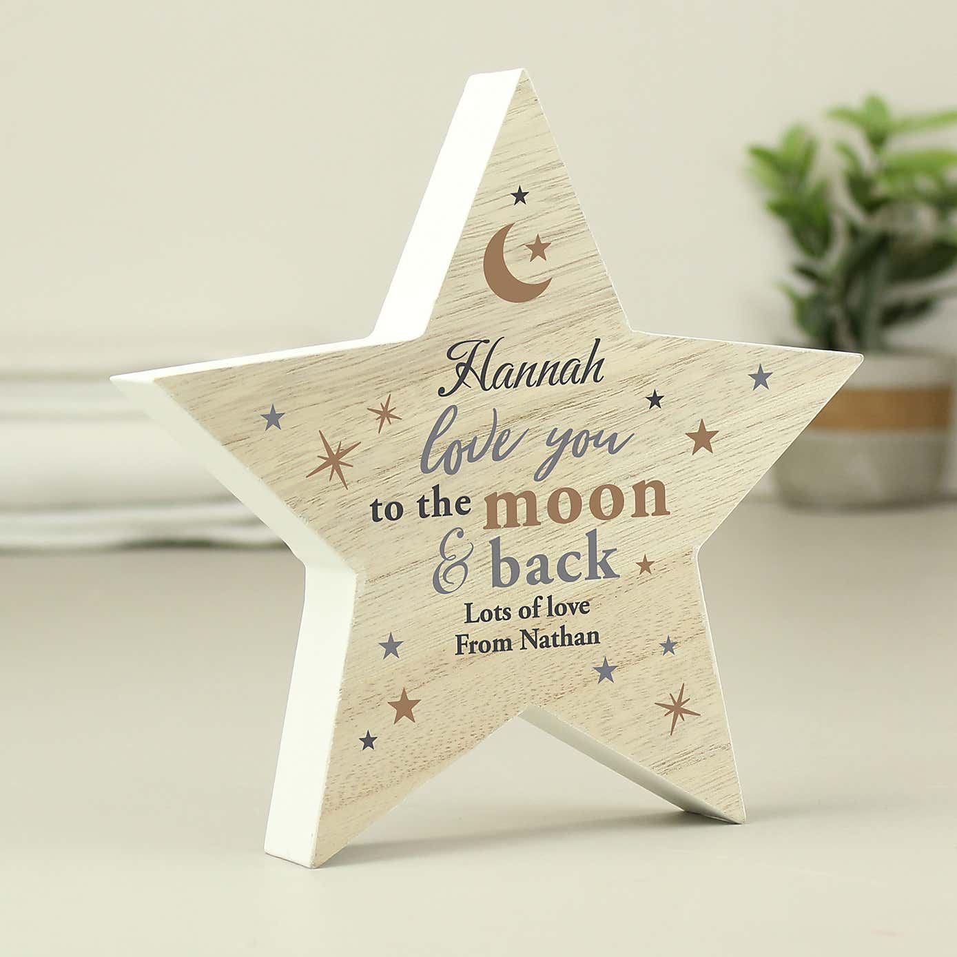 Personalised Love You To The Moon And Back Wooden Star