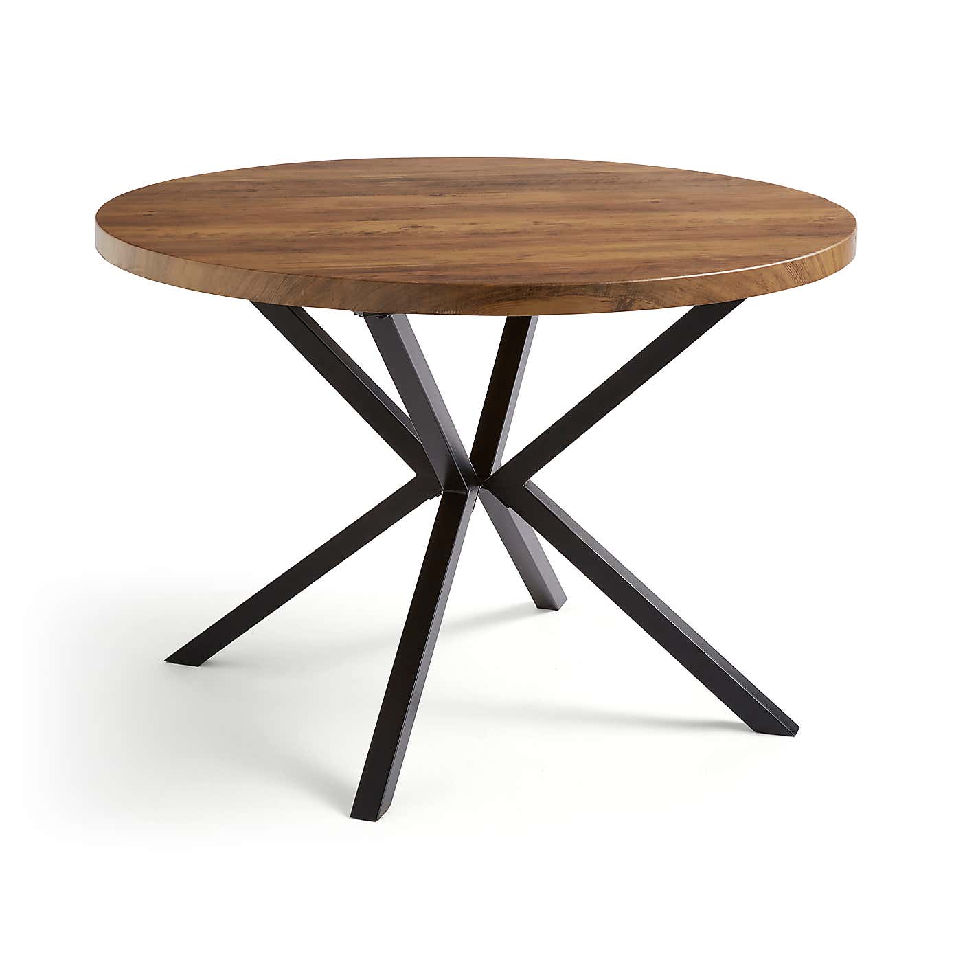 Ezra Round 4 Seater Dining Table, Rustic Wood Effect