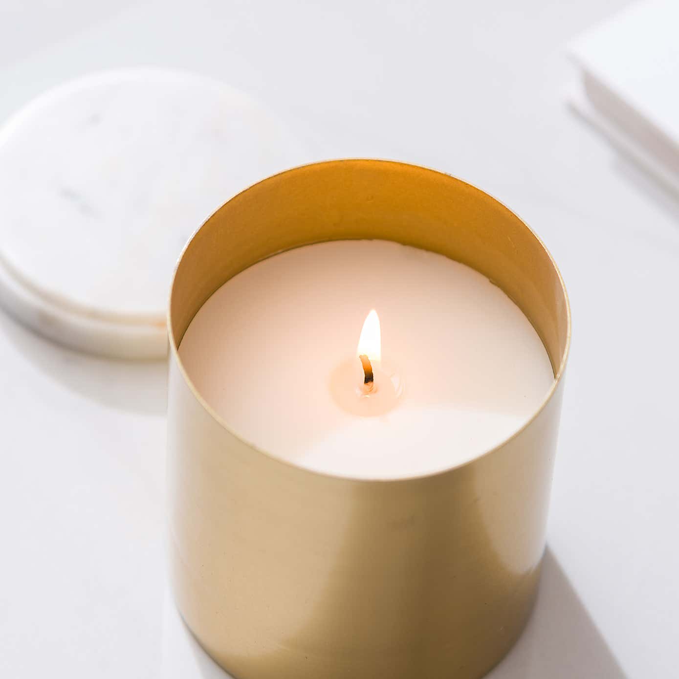 Brushed Gold Floral Honey Candle
