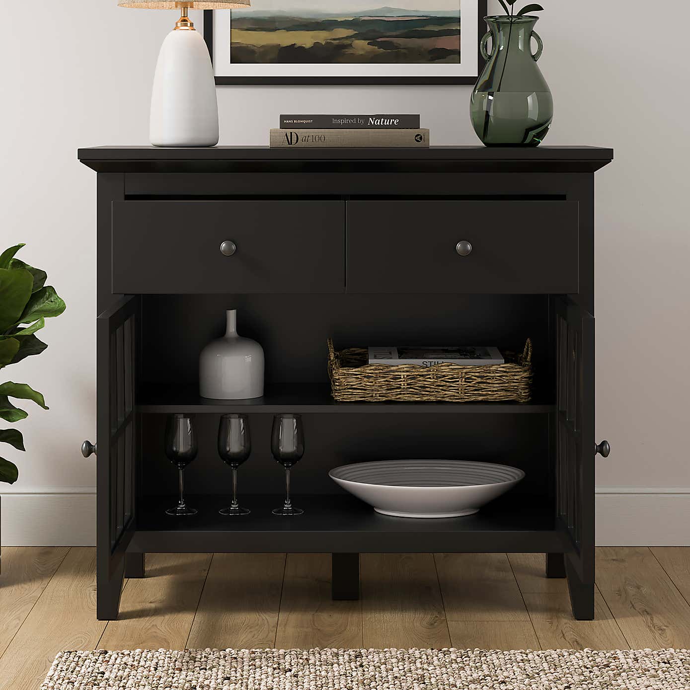 Lynton Glazed Small Black Sideboard