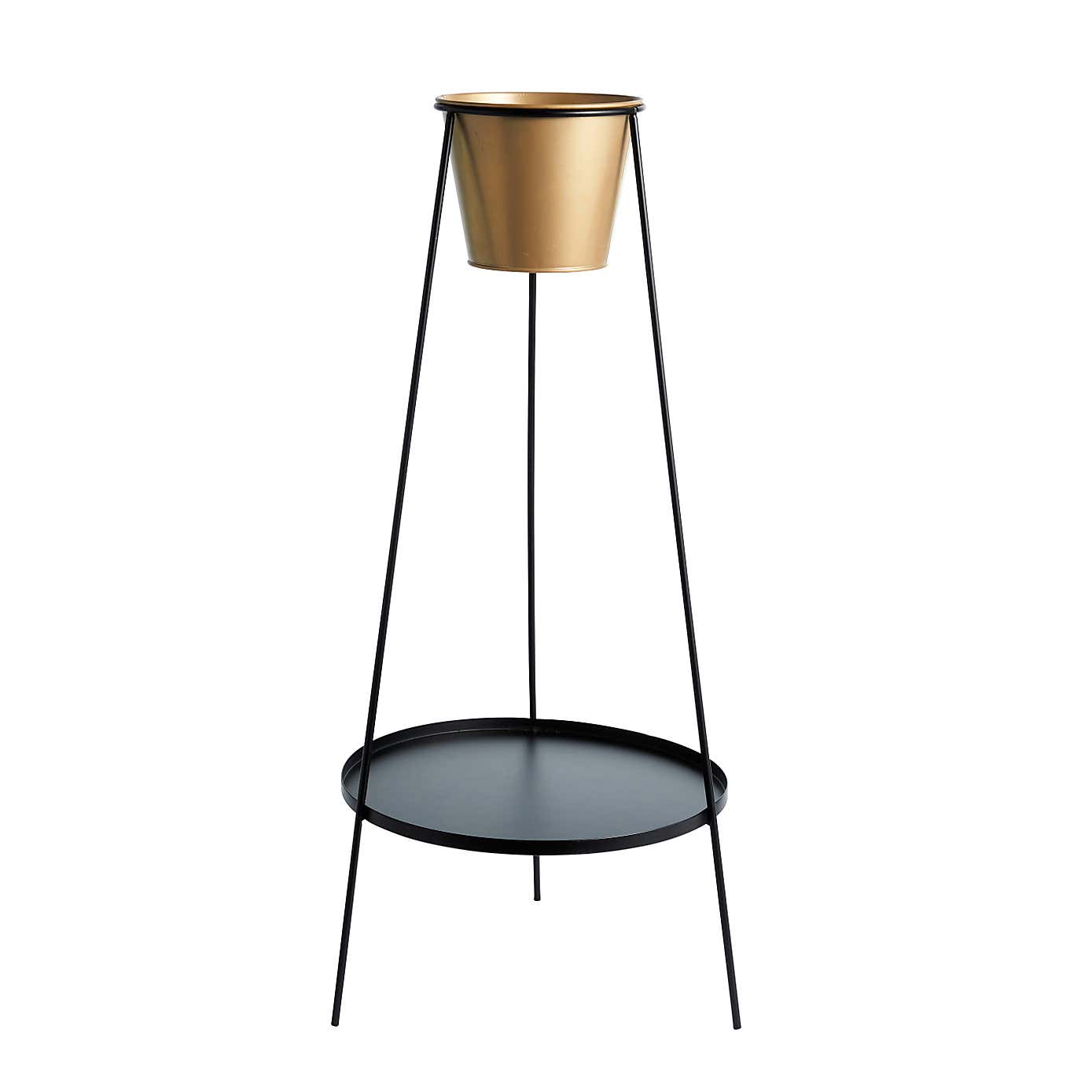 Metal Plant Stand with Gold Pot