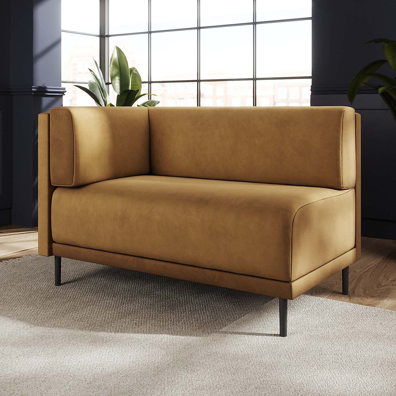 Mae Corner Dining Bench, Matte Plush Velvet