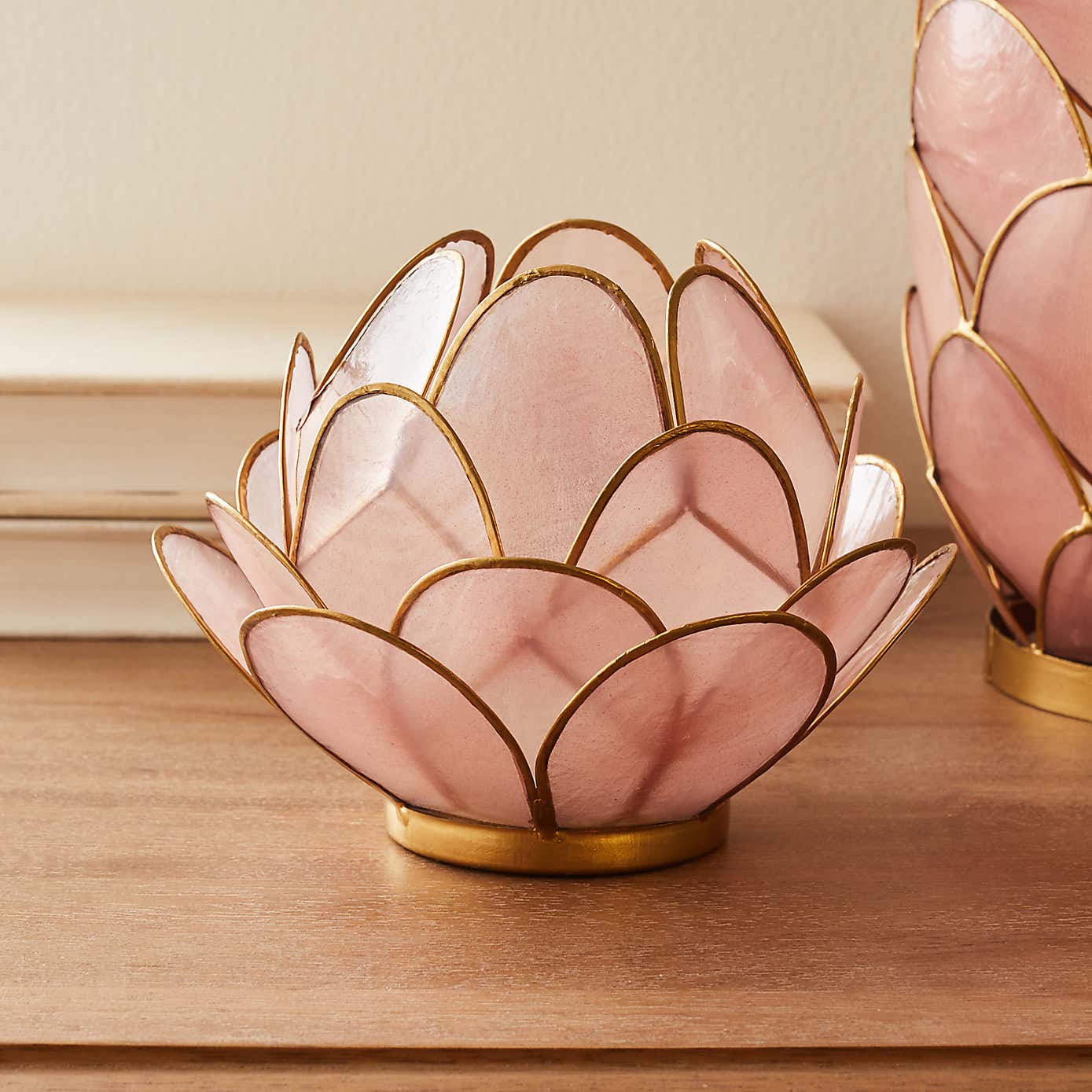 Capiz Pink Tealight Holder 13cm