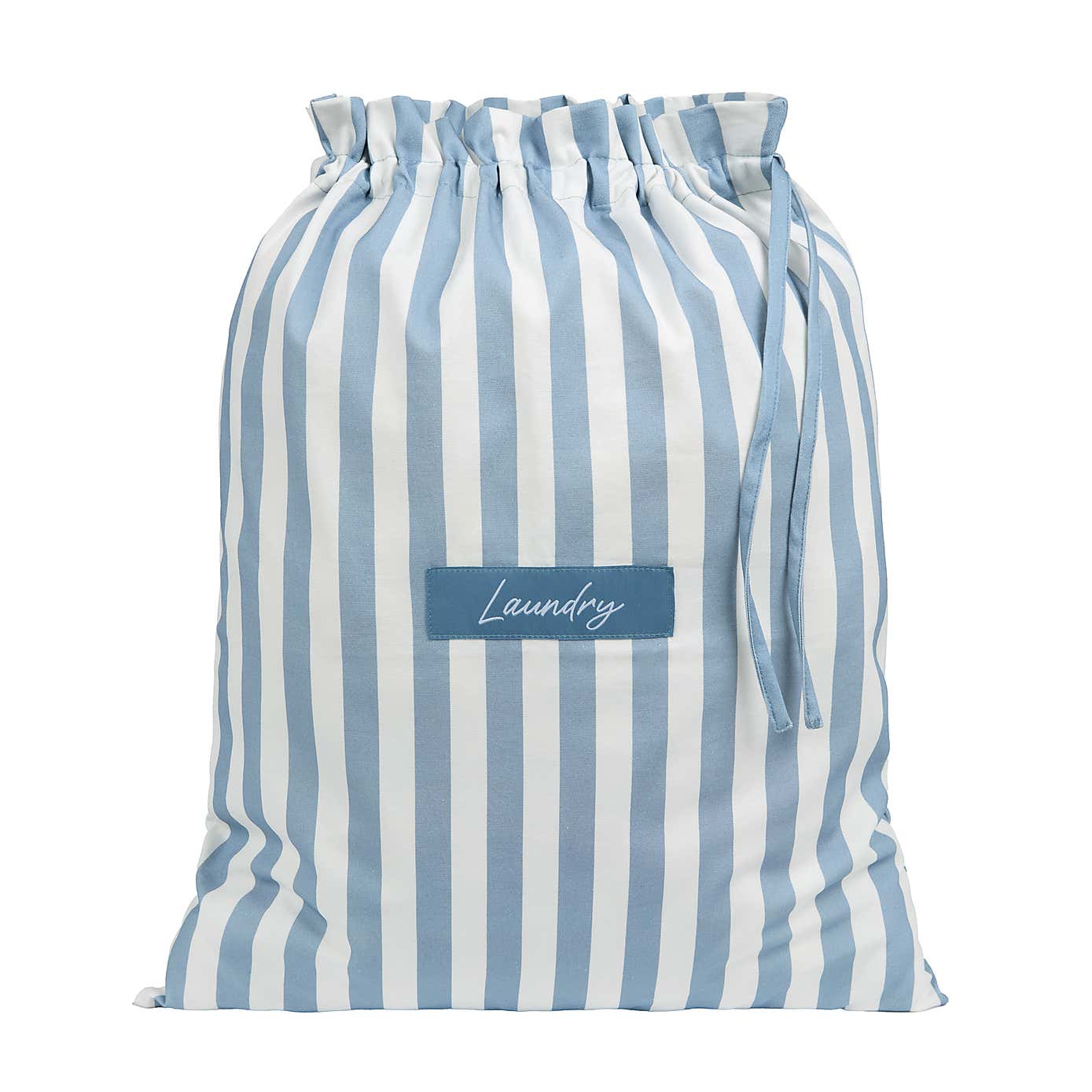 Set of 2 Stripe Laundry Bags Ashley Blue