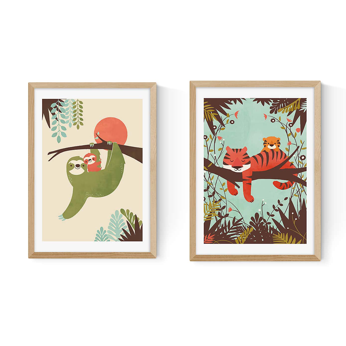 Set of 2 East End Prints Sloth & Tiger Prints