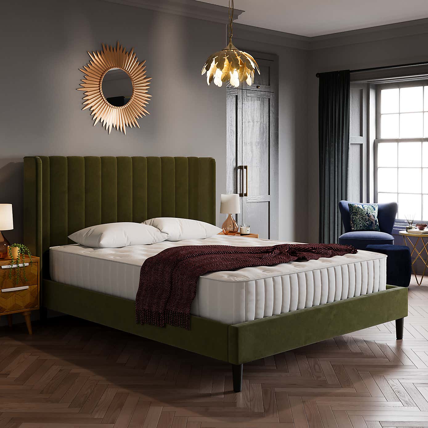 Alara Pleated Velvet Bed