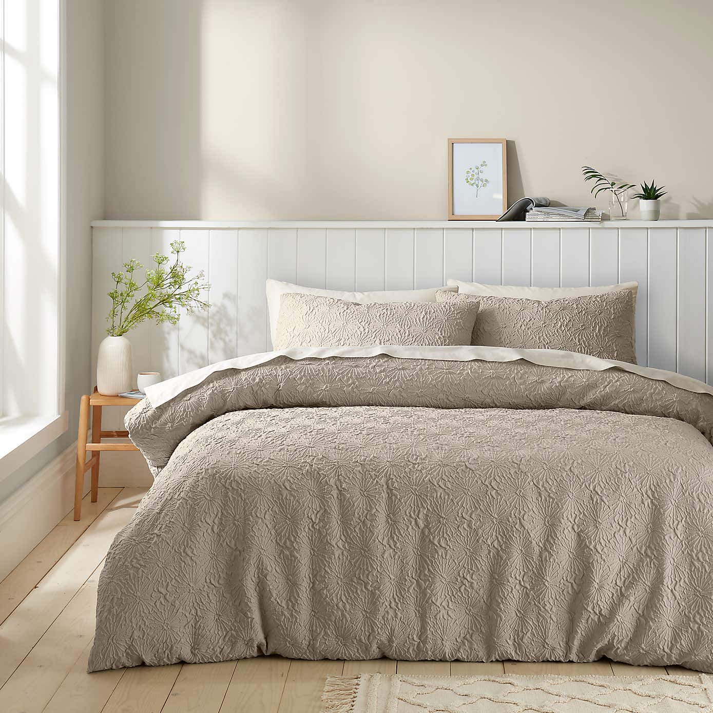 Astra Textured Floral Duvet Cover and Pillowcase Set