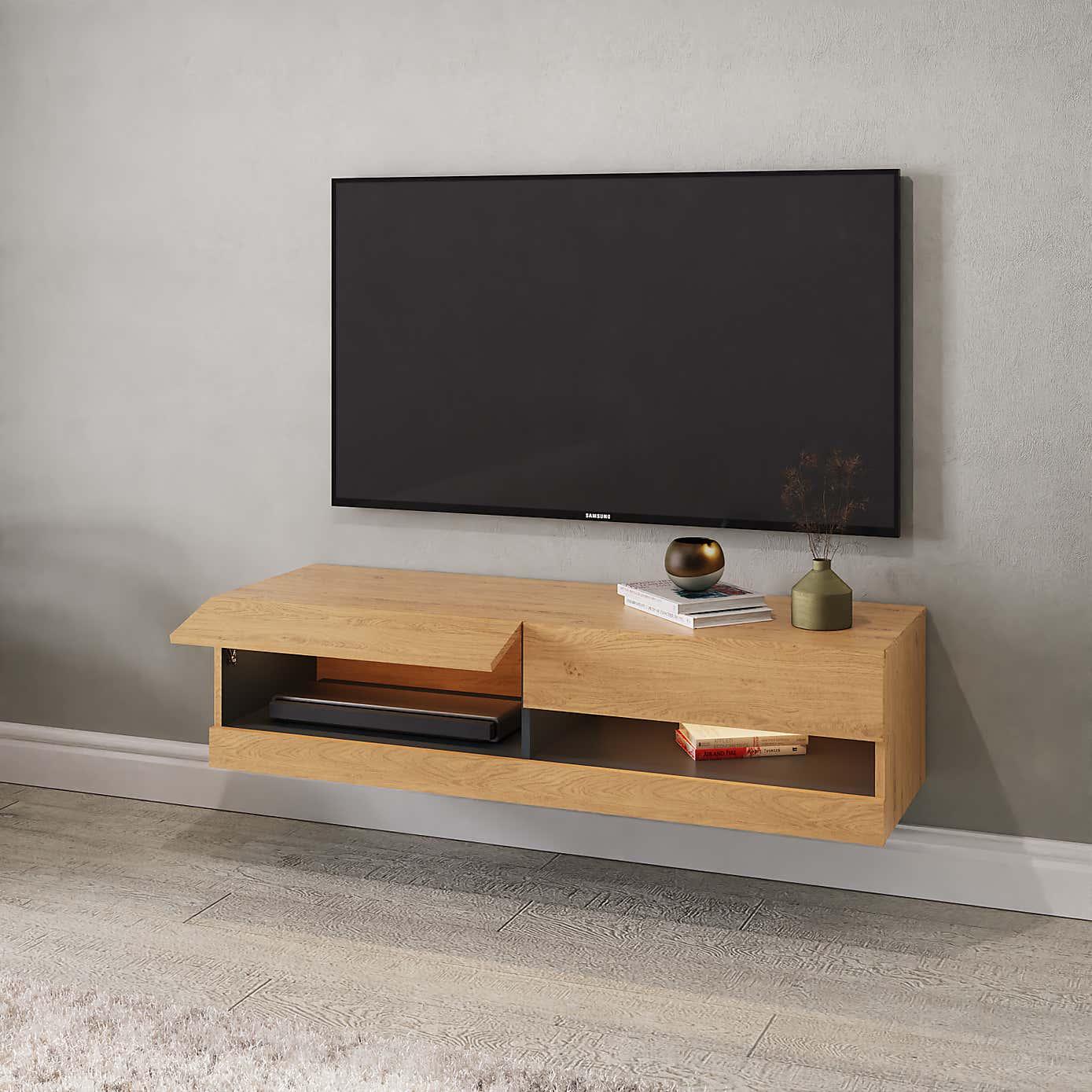 Delta 120cm Wall TV Unit with LEDs for TVs up to 55"