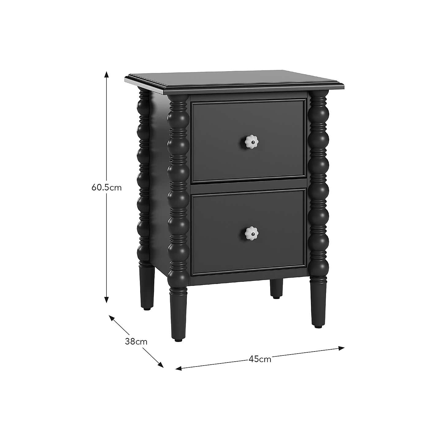 Pippin 2 Drawer Bedside Table, Navy