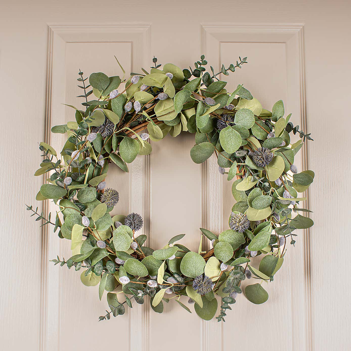 Artificial Eucalyptus and Pussy Willow Wreath