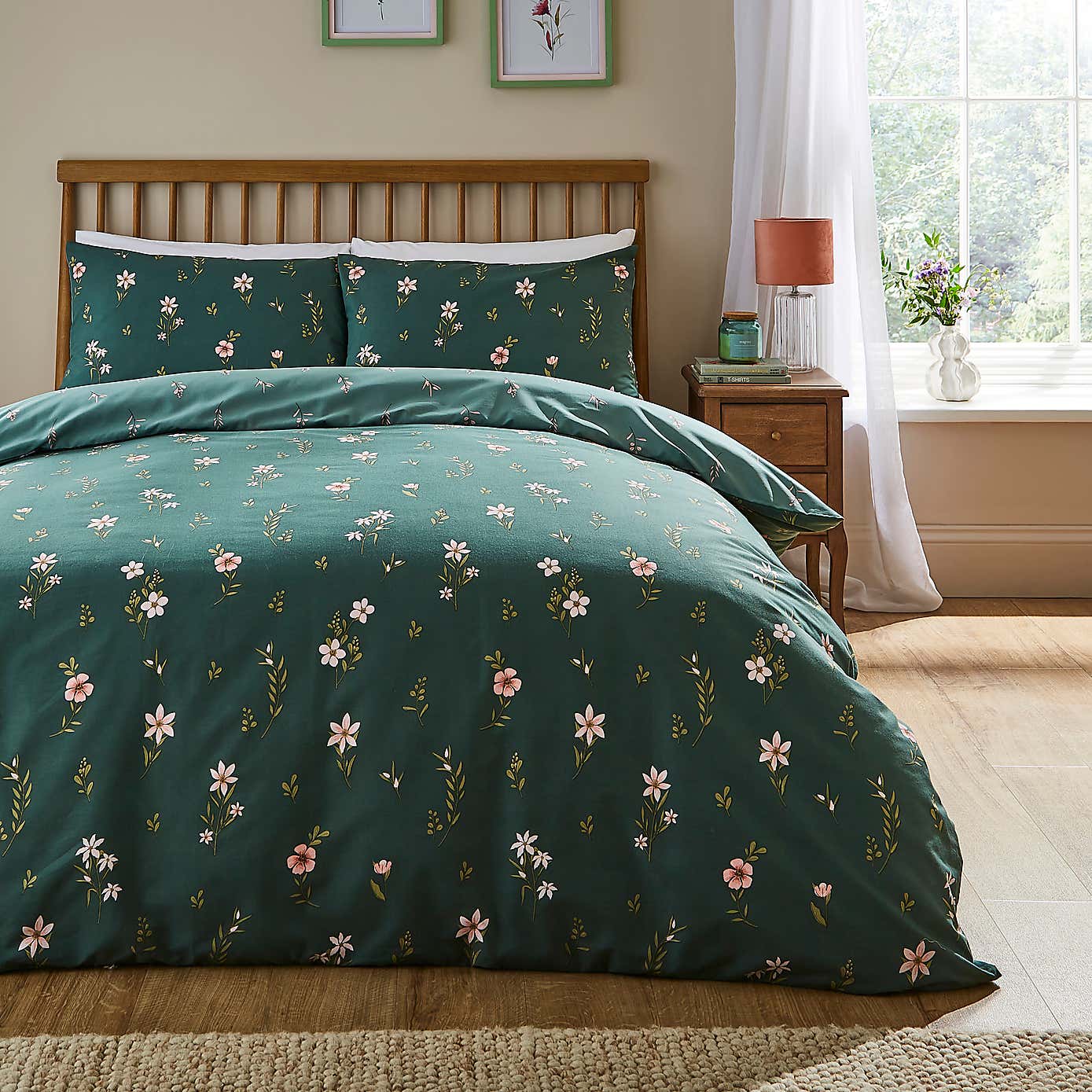 Elicia Floral Polycotton Duvet Cover & Pillowcase Set