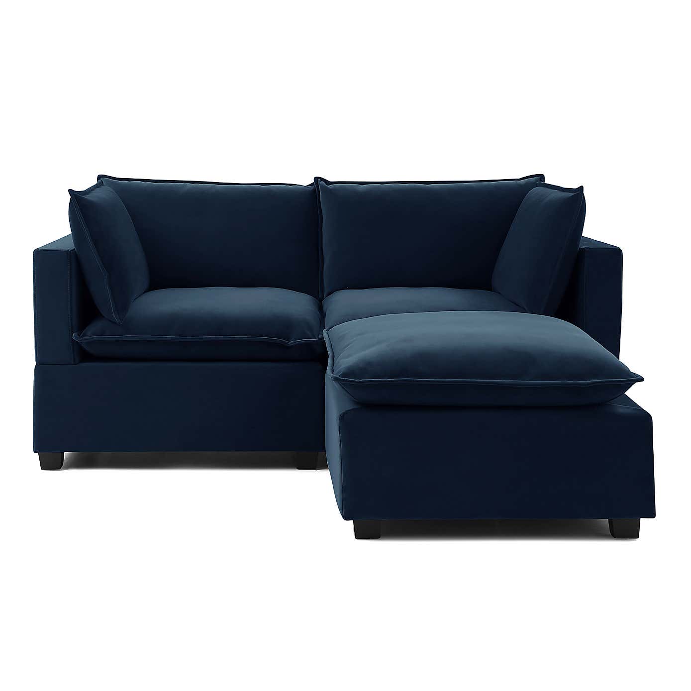 Moda 2 Seater Modular Sofa with Chaise, Navy Velvet