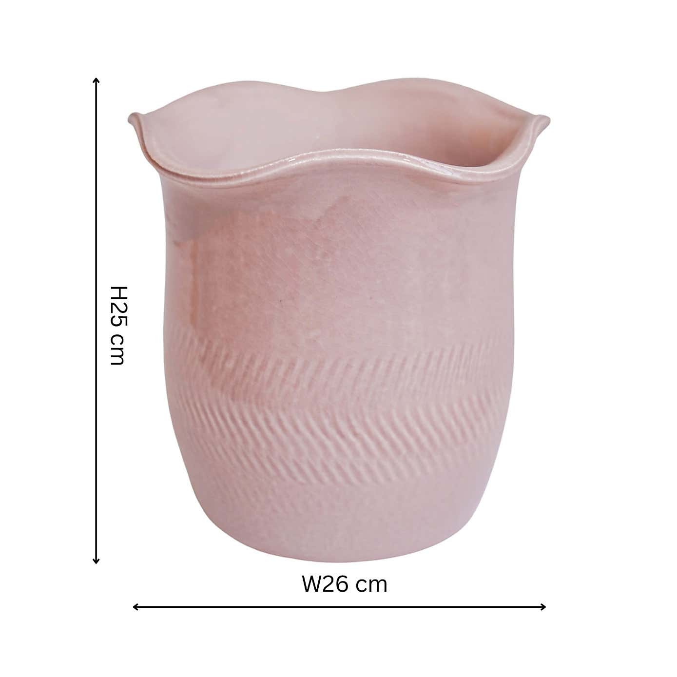 Camellia Scalloped Edge Ceramic Plant Pot