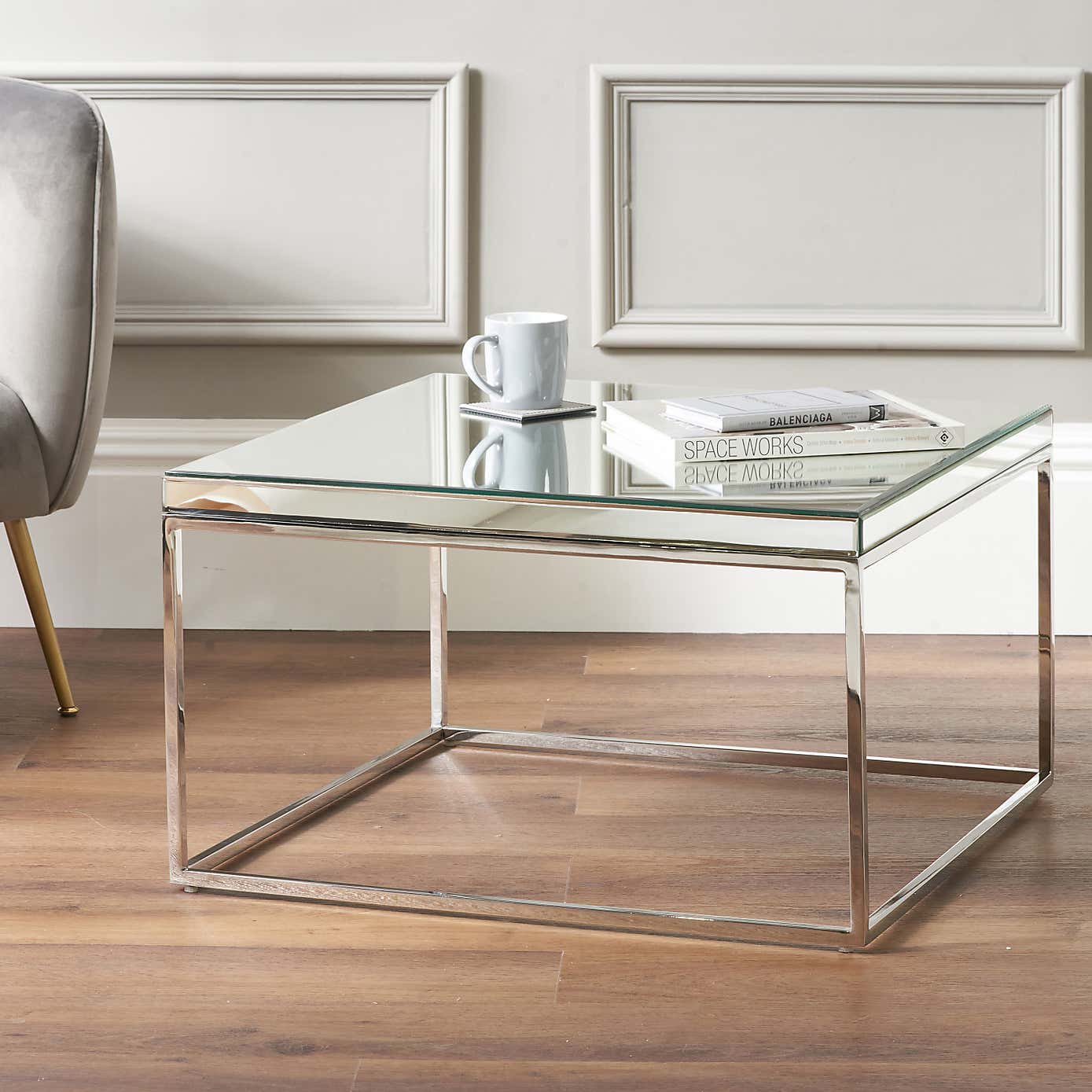 Elysee Square Coffee Table, Mirrored Glass