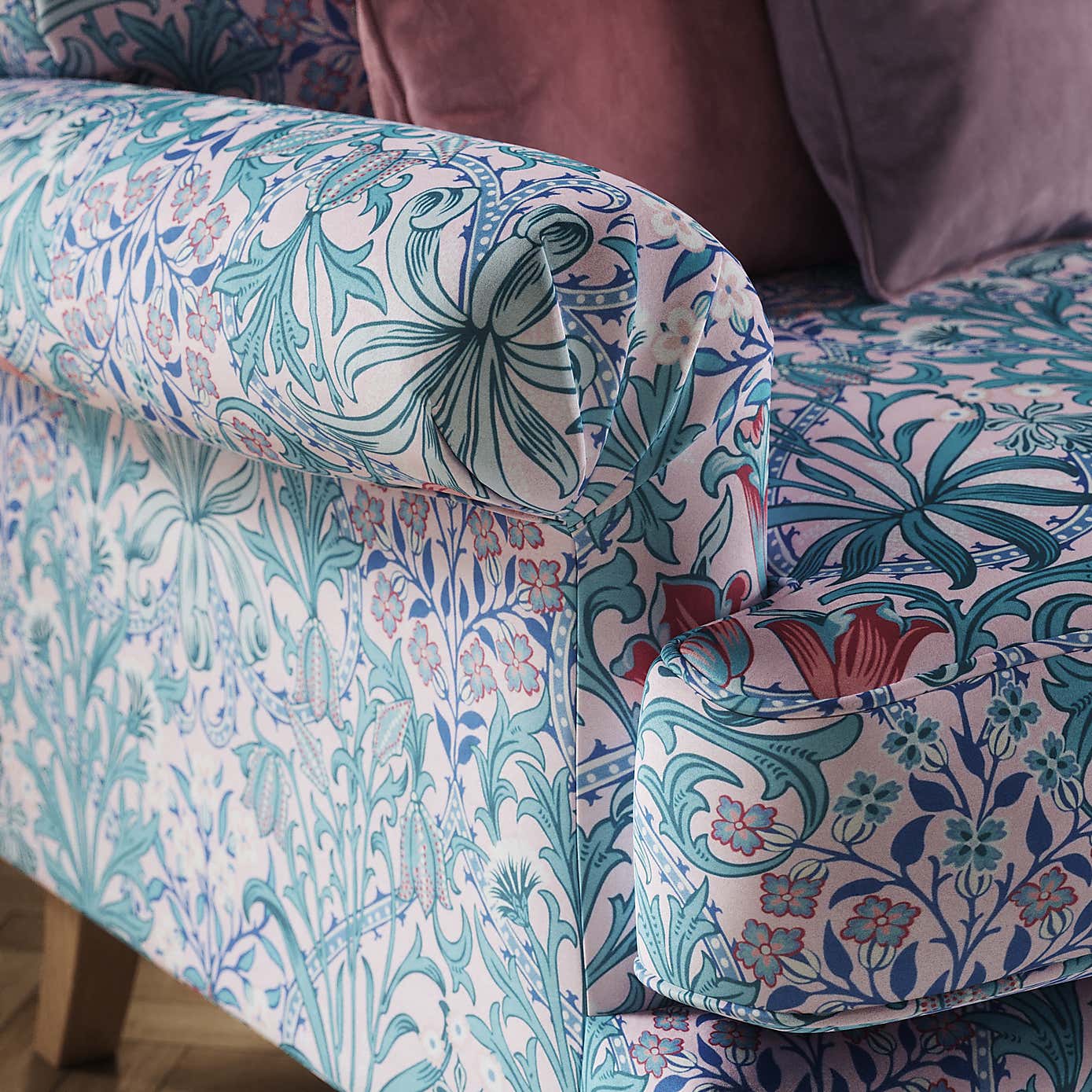 Jolene William Morris Woodland Weeds Print Velvet 3 Seater Sofa