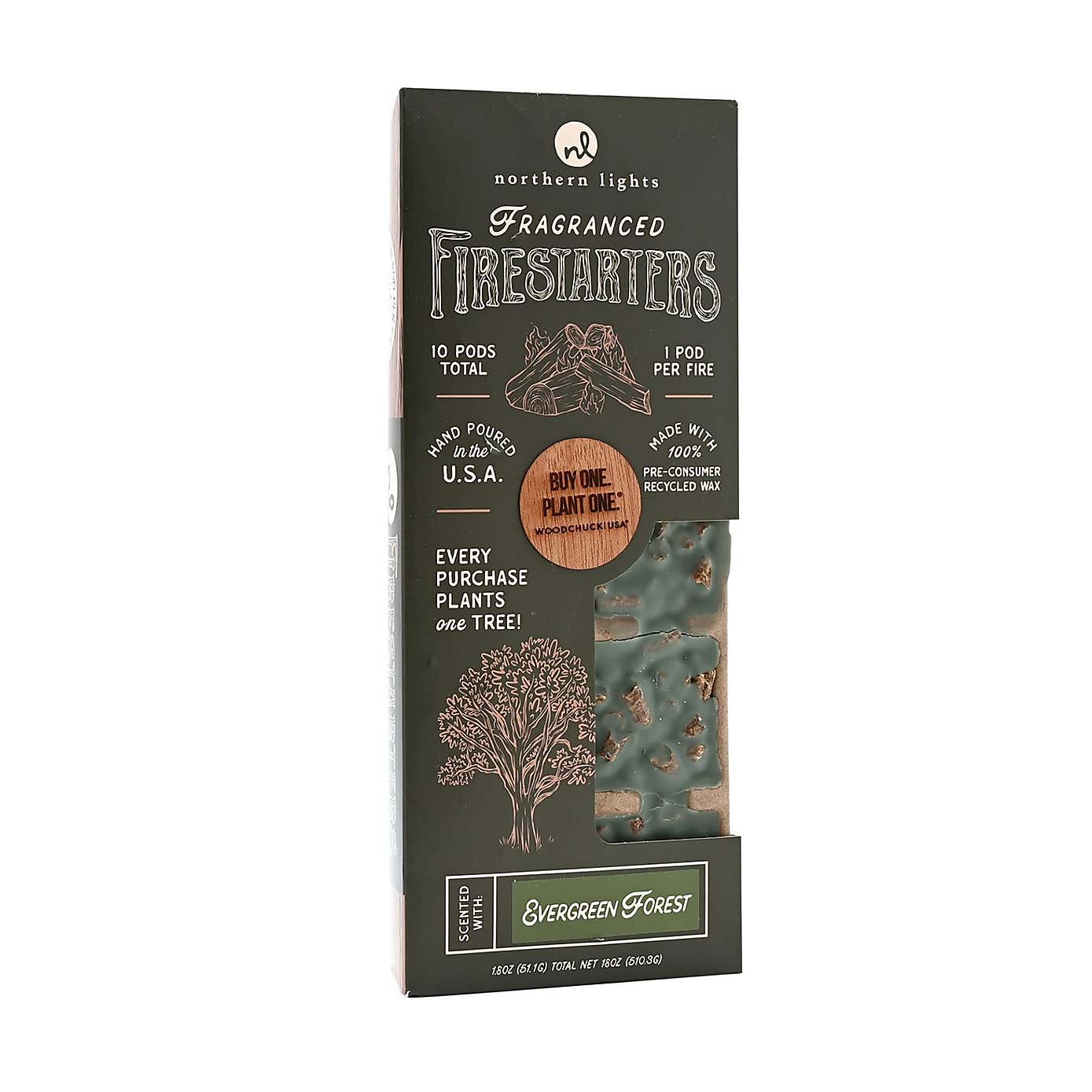 Northern Lights Evergreen Forest Pack of 10 Firestarters
