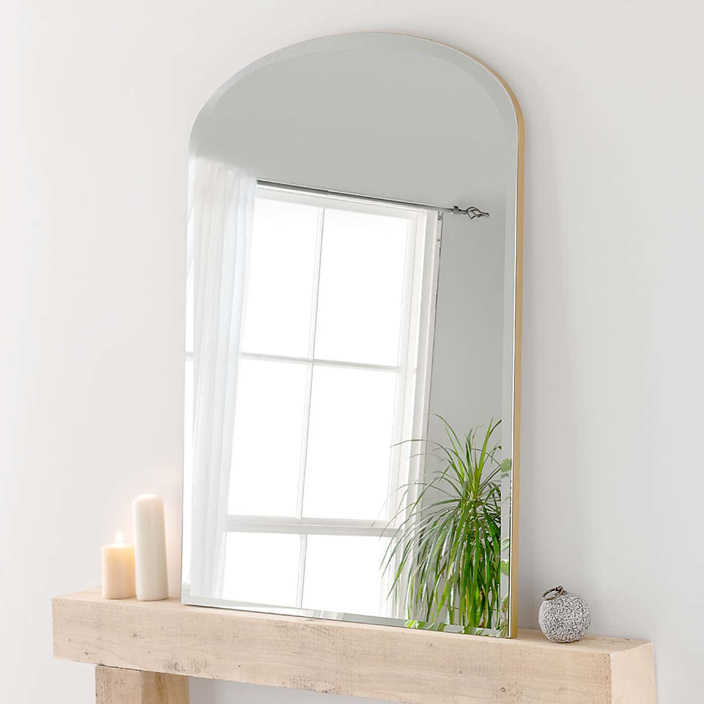 Yearn Arched Bevelled Overmantel Wall Mirror