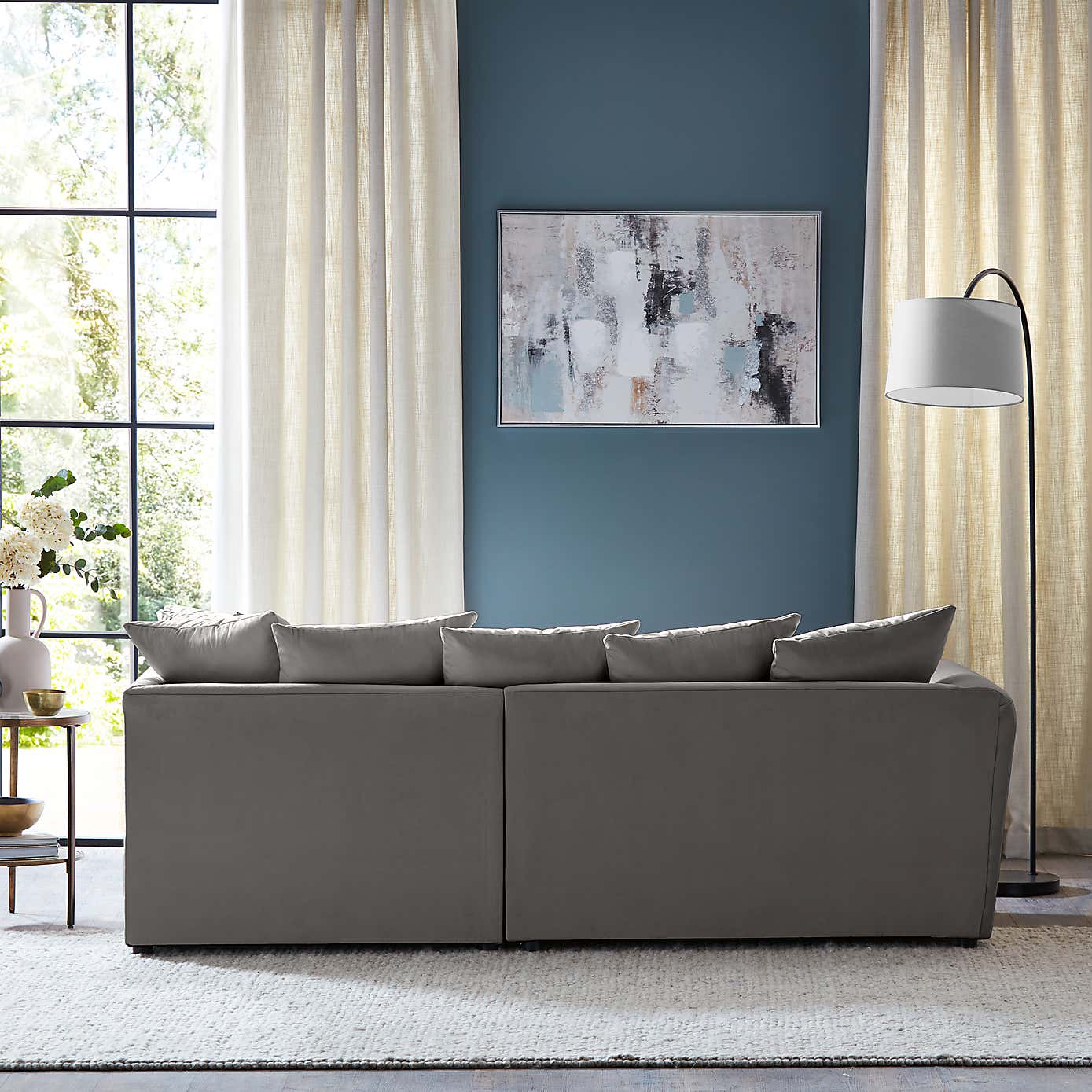 Blake Opulent Velvet Curved Quilted Arm Corner Sofa