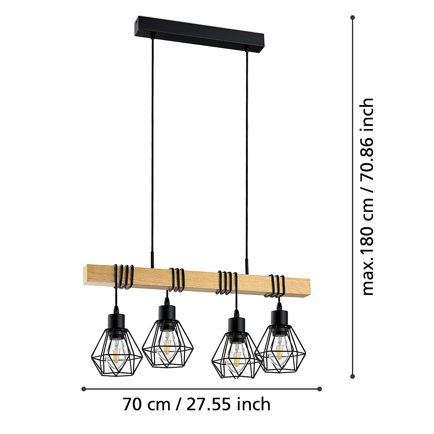 EGLO Townshend Industrial 4 Light Adjustable Diner Ceiling Light