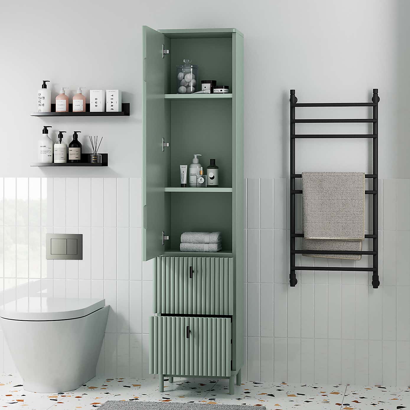 Elsie Tall Mirrored Bathroom Cabinet