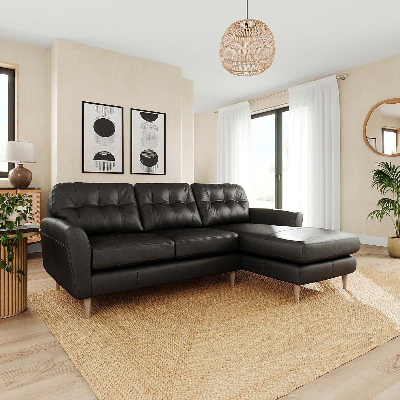 Sven Vintage Leather Large Corner Chaise Sofa