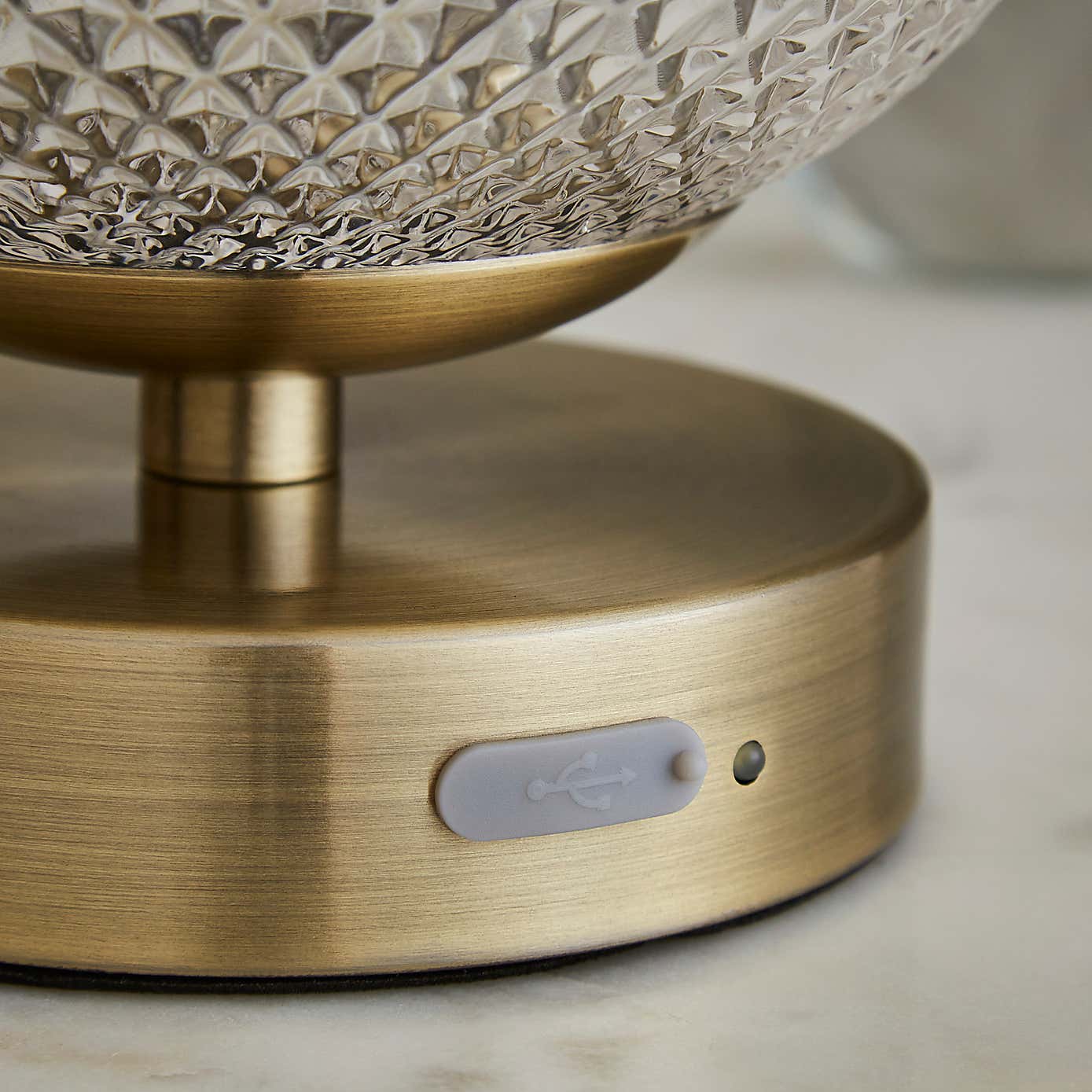 Cassia Pressed Glass Rechargeable Table Lamp