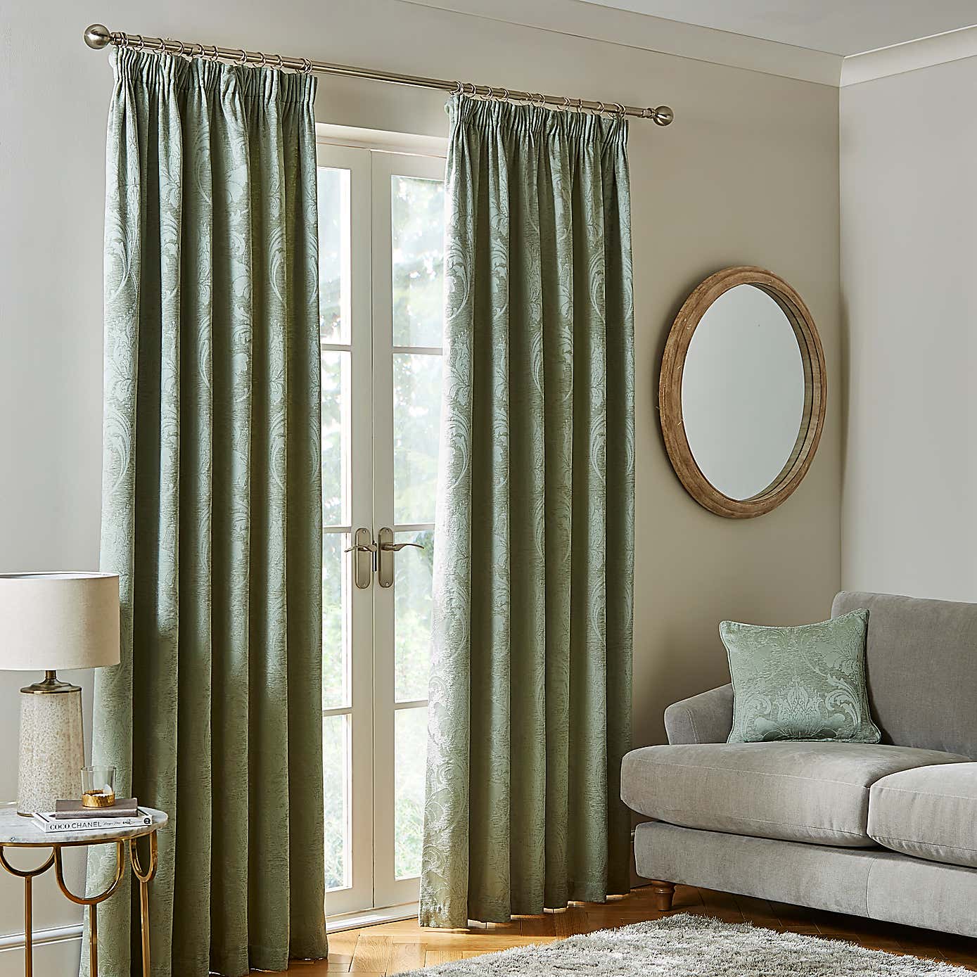 Zahra Chenille Jacquard Pencil Pleat Curtains