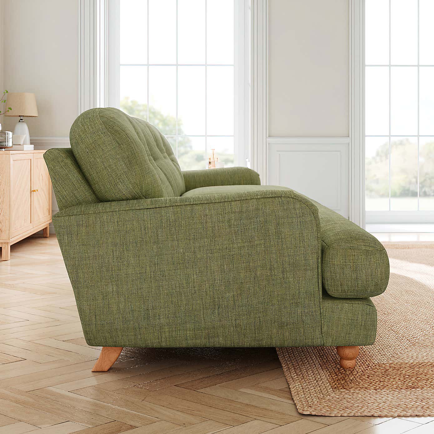 Martha Faux Linen 3 Seater Sofa Natural