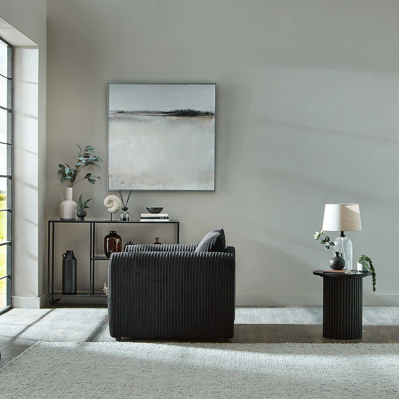 Blake Curved Arm Jumbo Cord Snuggle Chair