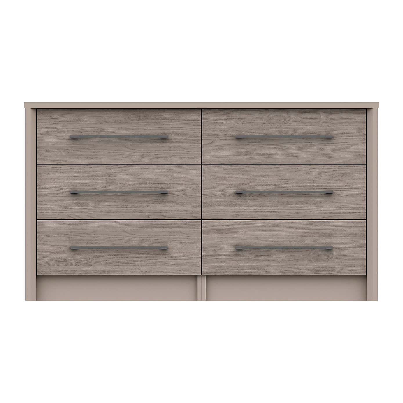Dolan Grey Oak Effect 6 Drawer Wide Chest