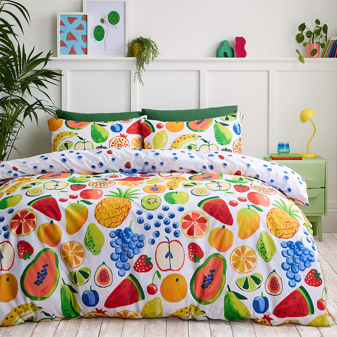 Fruits Reversible Duvet Cover and Pillowcase Set