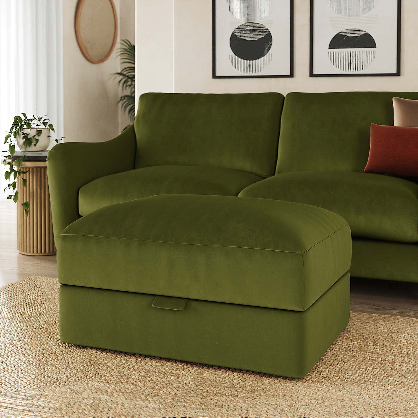 Hattie Matte Plush Velvet Storage Footstool