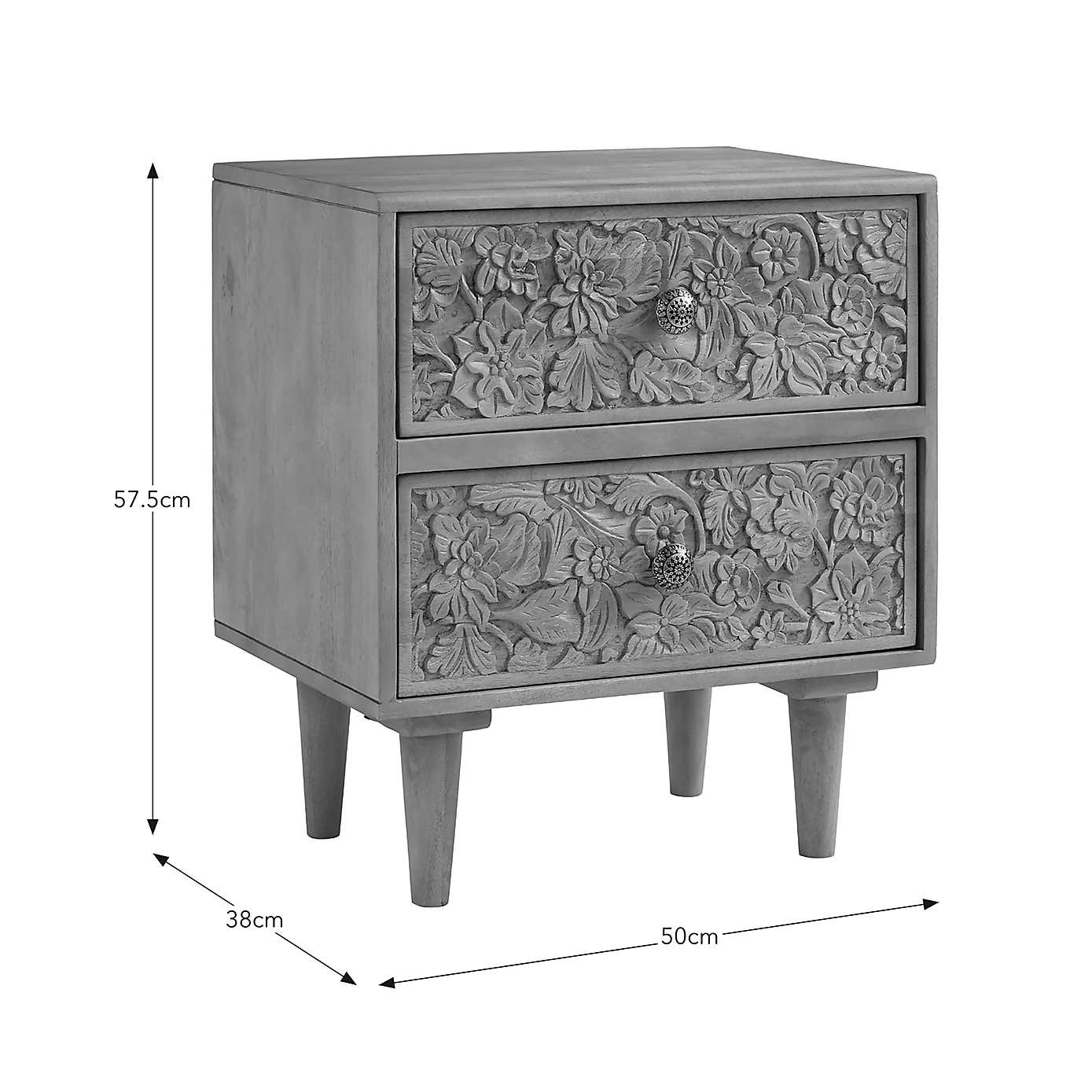 Jules Hand Carved Bedside Table