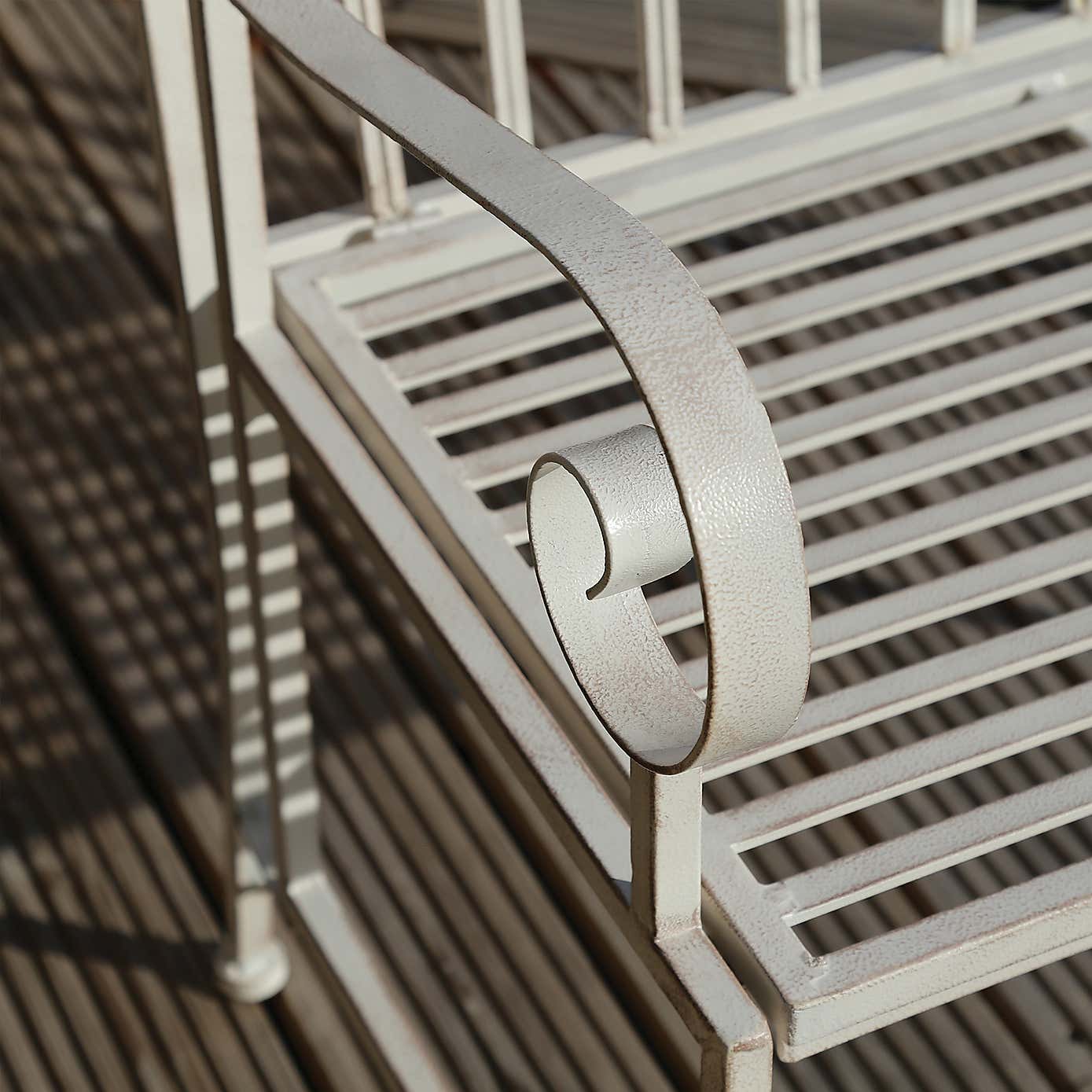 Charles Bentley Wrought Iron White Bench