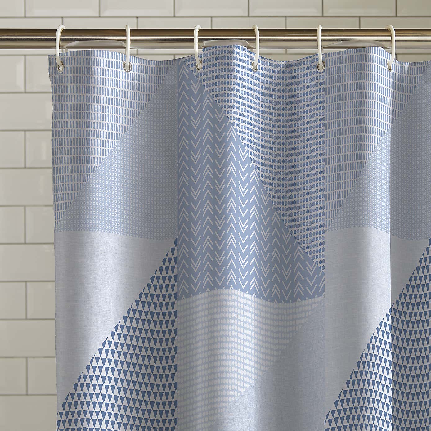 Catherine Lansfield Larsson Geometric Blue Shower Curtain