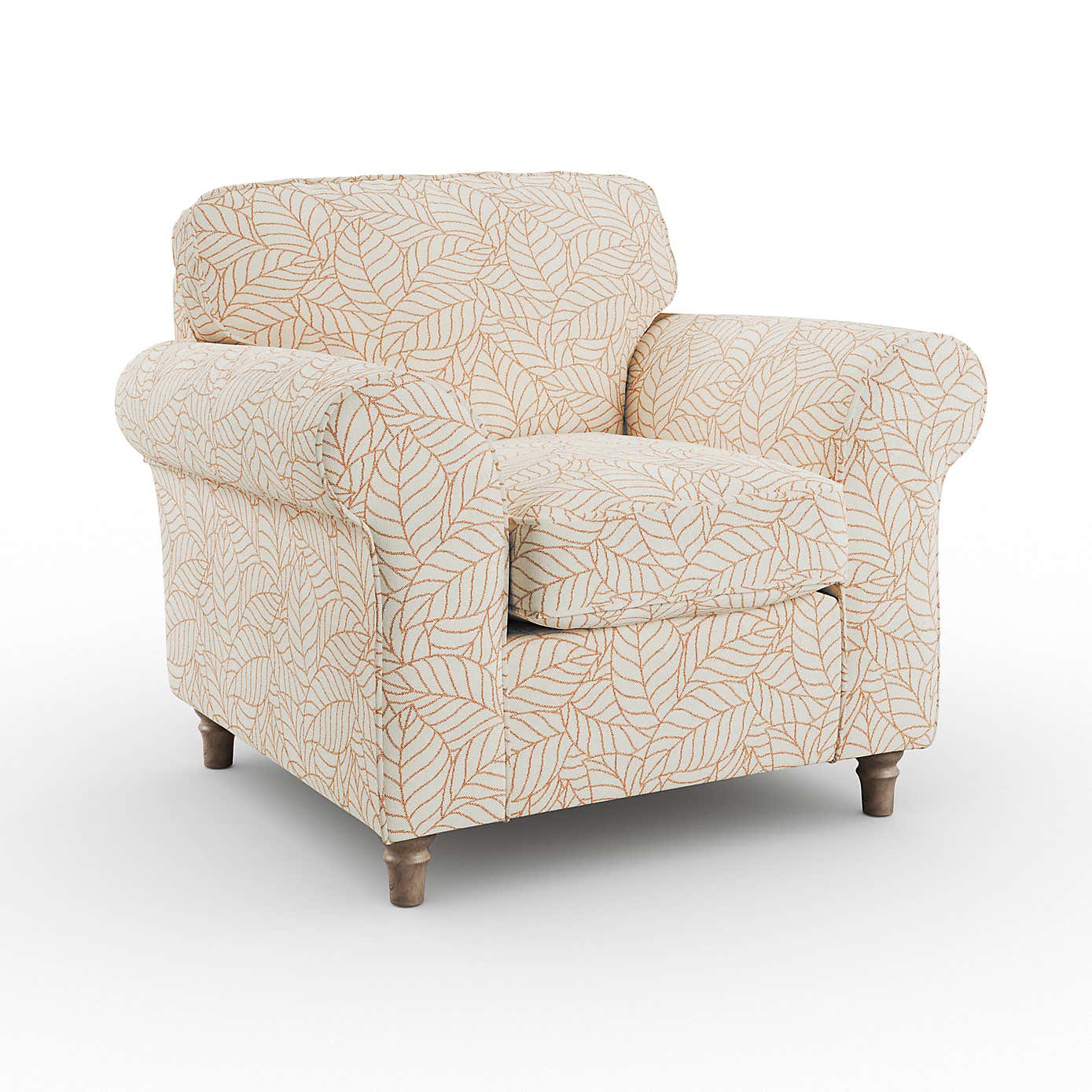 Flori Armchair, Leaf Print Fabric