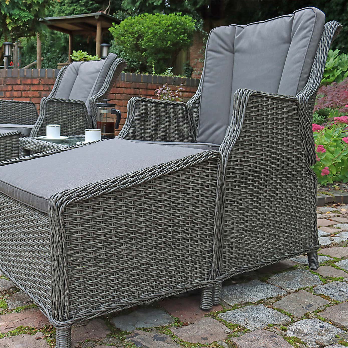 A.Mir Paris 5 Piece Deluxe Outdoor Reclining Chair Set