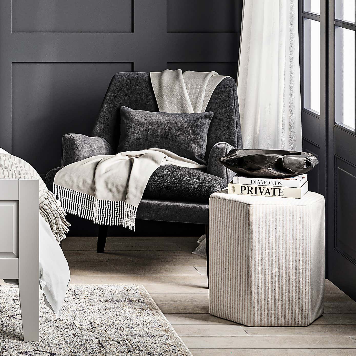 Montana Linen Blend and Shearling Chair