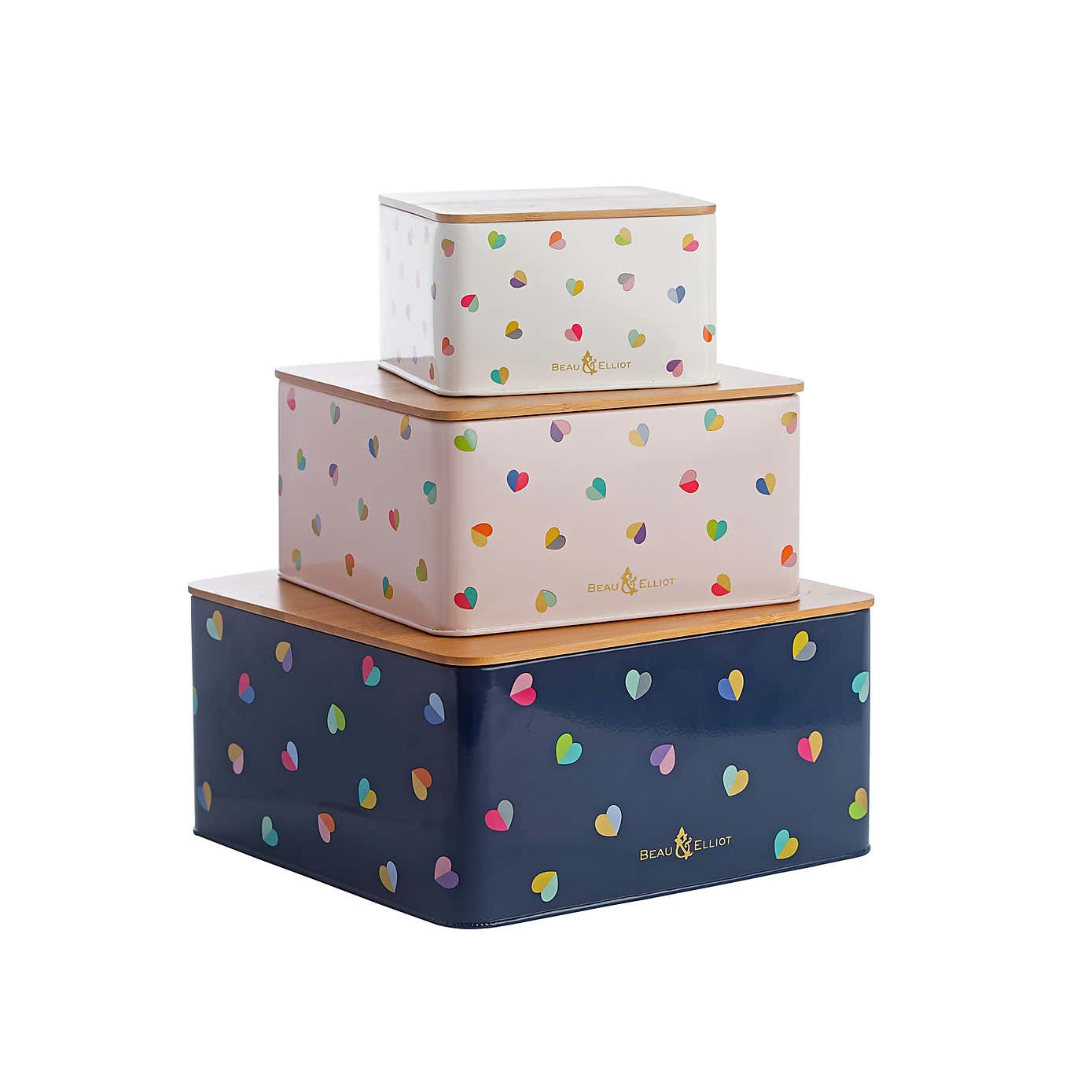 Mini Confetti Set of 3 Nesting Tins with Bamboo Lids