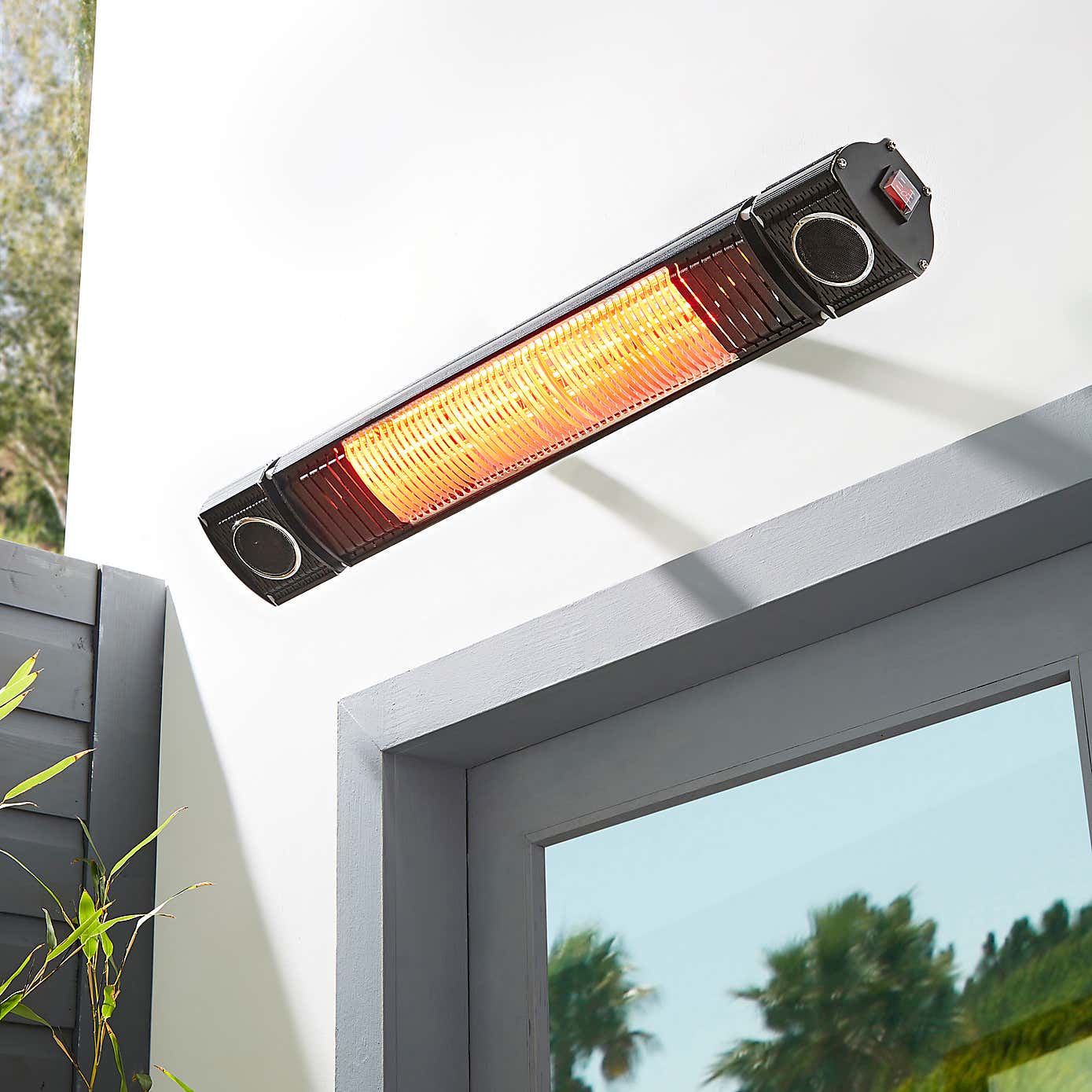 Flint Outdoor Wall Mounted Heater with Bluetooth Speaker & Remote Control
