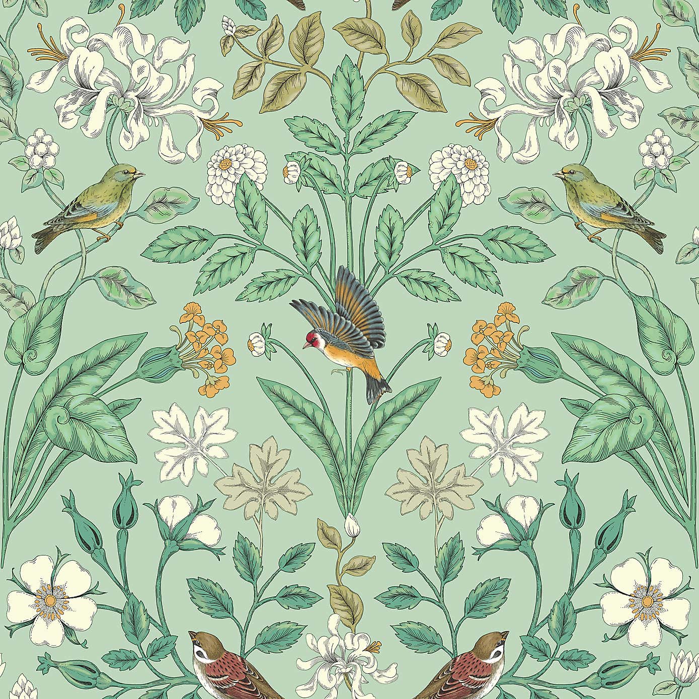 Garden Birds Matte Flat Wallpaper
