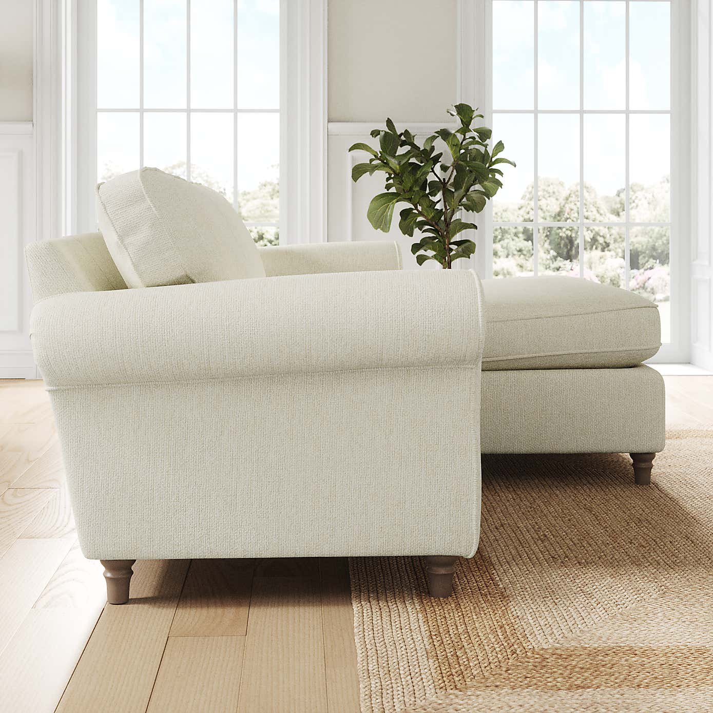 Flori Corner Chaise Sofa, Chunky Chenille