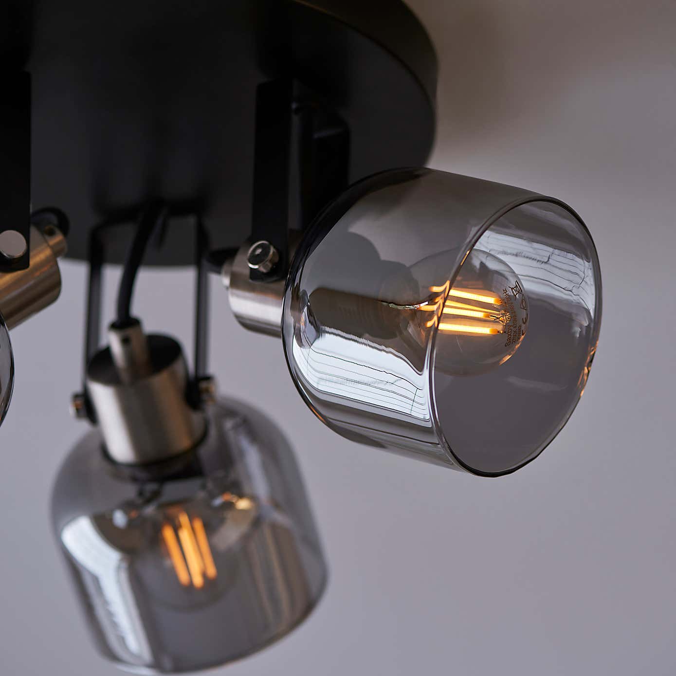 Palazzo 3 Light Smoked Glass Spotlight