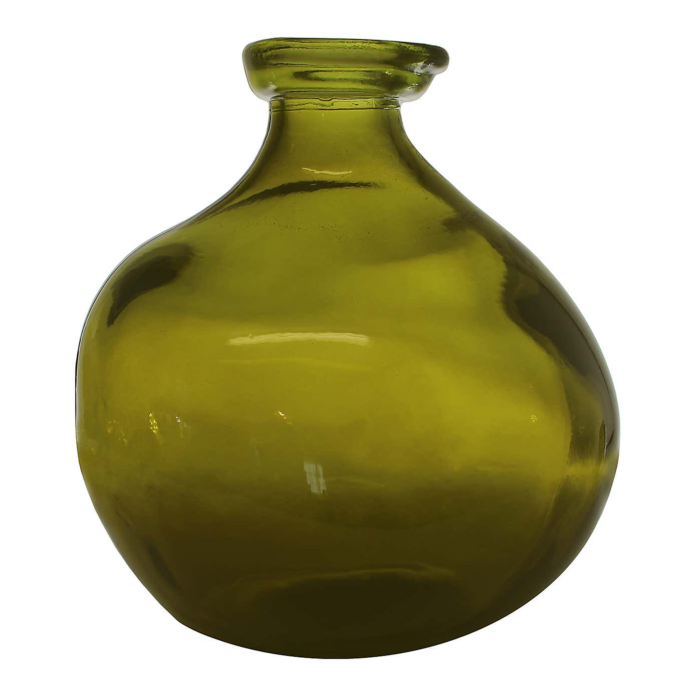 Recycled Glass Vase 18cm Olive