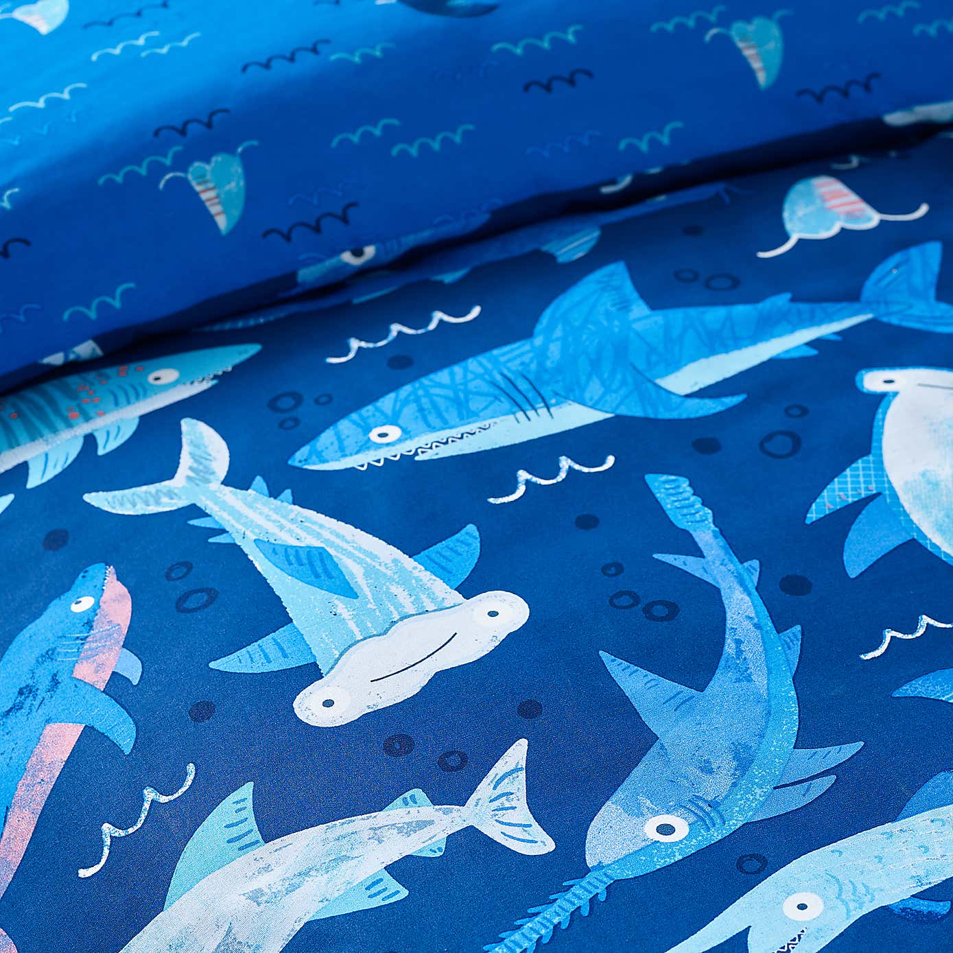 Catherine Lansfield Jawsome Shark Polycotton Duvet Cover & Pillowcase Set