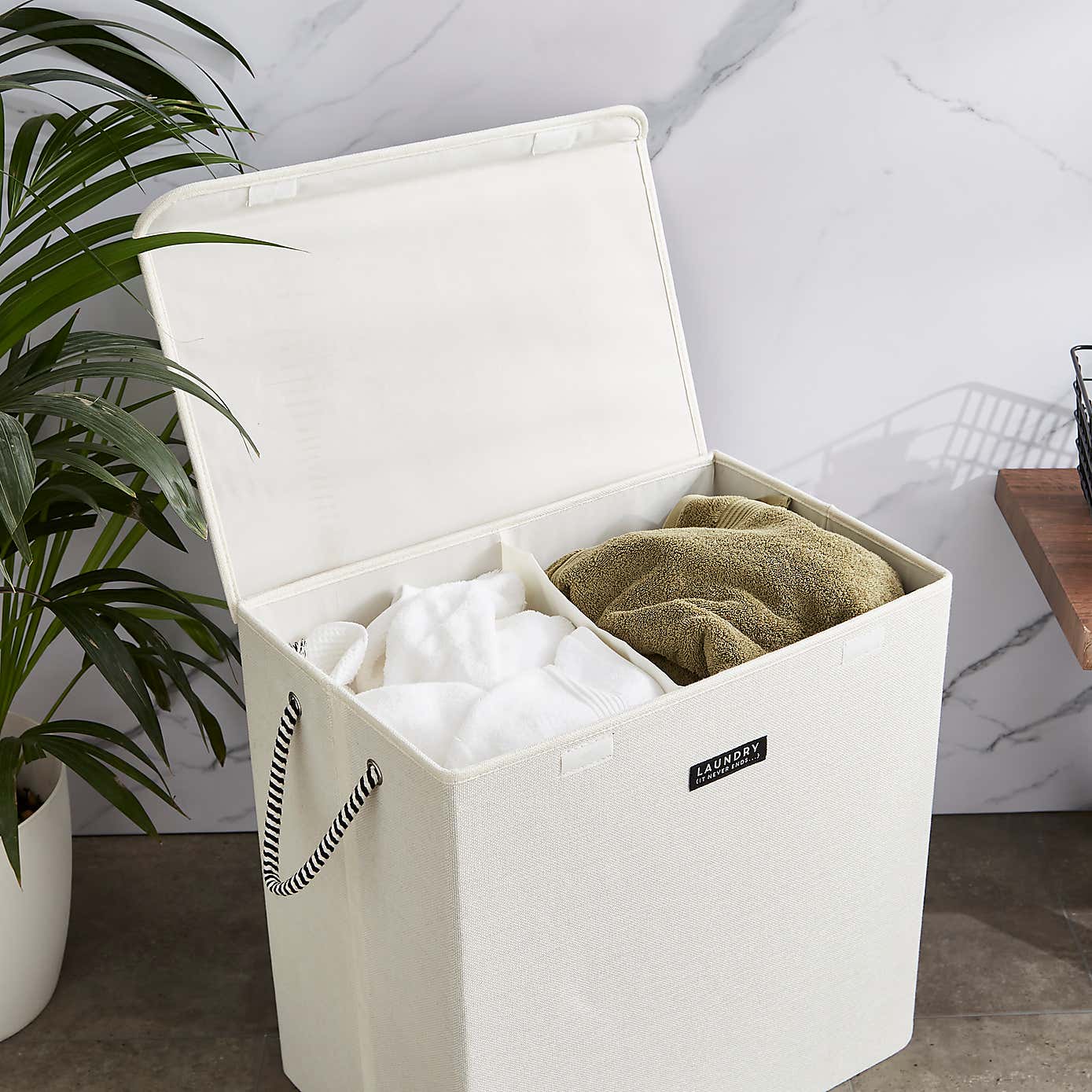 Industrial Double Compartment Foldable Laundry Hamper