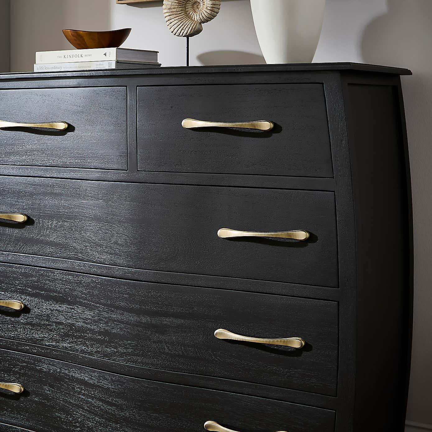 Keiko 5 Drawer Chest, Black Mango Wood